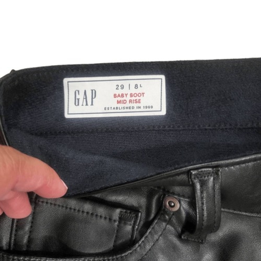 GAP Baby Boot Mid Rise Faux Leather Pants Black Women's Size 29 8 - Picture 7 of 12
